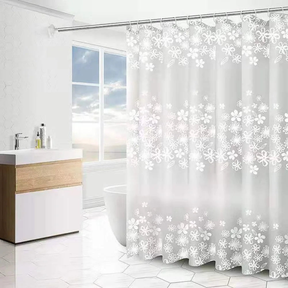 Creative With Hooks Shower Curtain Waterproof Polyester Bathroom Curtain Printing Bathtub Partition Curtain Bathroom Quake 120x180cm C