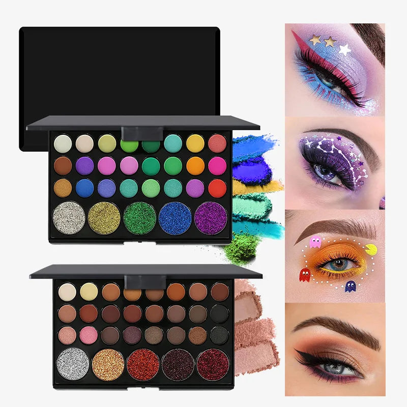 29 Colors Eyeshadow Palette Set with Mascara Eyeshadow Brush Earth Color Waterproof Long Lasting Music Festival Cosmetics Makeup Quake