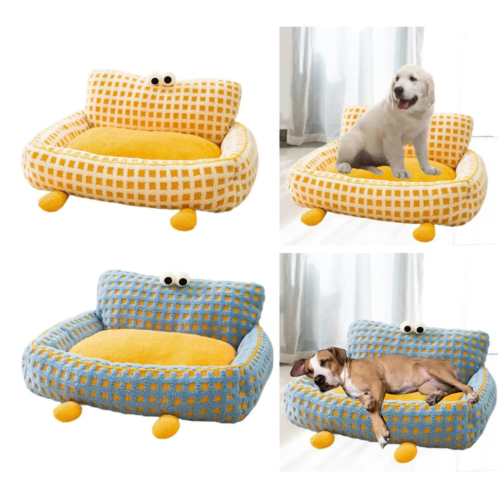 Pet Sofa Home Decor Resting Warm Comfortable Non Slip Bottom Pet House Dog Sofa Nest Cat Couch Bed for Room Home Dogs Pet Cats Quake blue large
