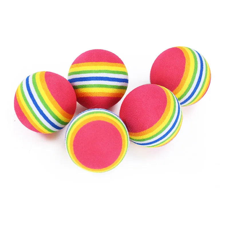 Rainbow Cat Toys Ball Interactive Cat Dog Play Chewing Rattle Scratch Ball Training Balls Pet Toys Supplies Quake