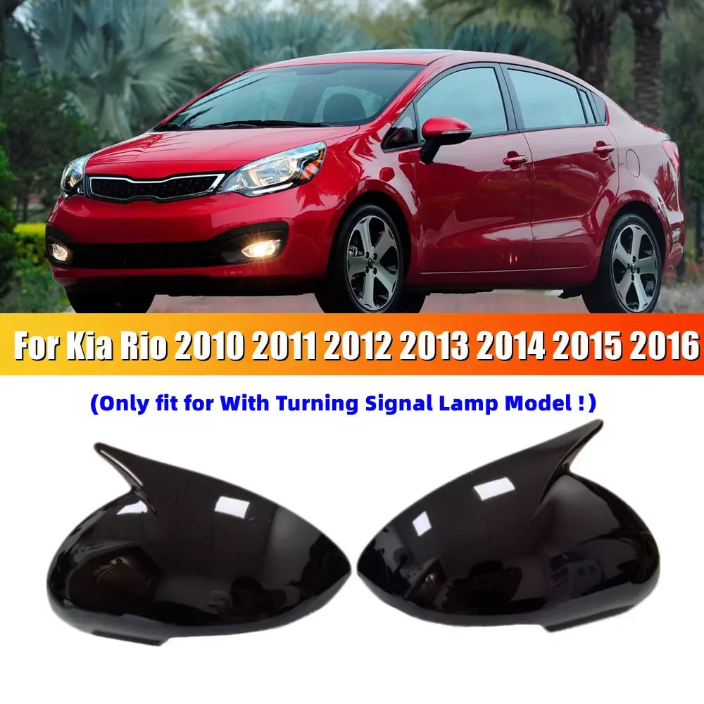 For Kia Rio 2011-2017 Car Sticker Rearview Side Mirror Cover Horn Wing Cap Exterior Door Rear View Case Trim Carbon Fiber Look Quake