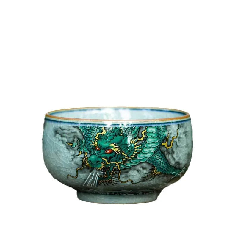 Old Clay Tea Tasting Cup Single Cup Chinese Style Master Cup Ceramic Tea Set Hand Pressed Cup Crackle Glaze Quake