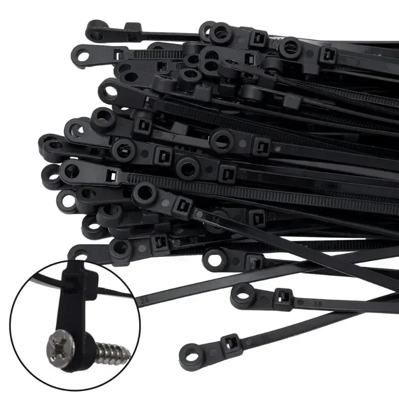 Creative Nylon Cable Ties with Screw Hole Mount Self Locking Loop Wrap Bundle Ties Strap DIY Office Cables Wire Fasten Organizer Quake