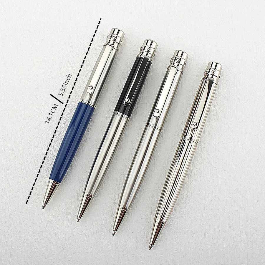 Elegant Vintage Rotating Metal Pen Smooth Blue Ink Writing High End Office Business Design with Pen Holder Quake