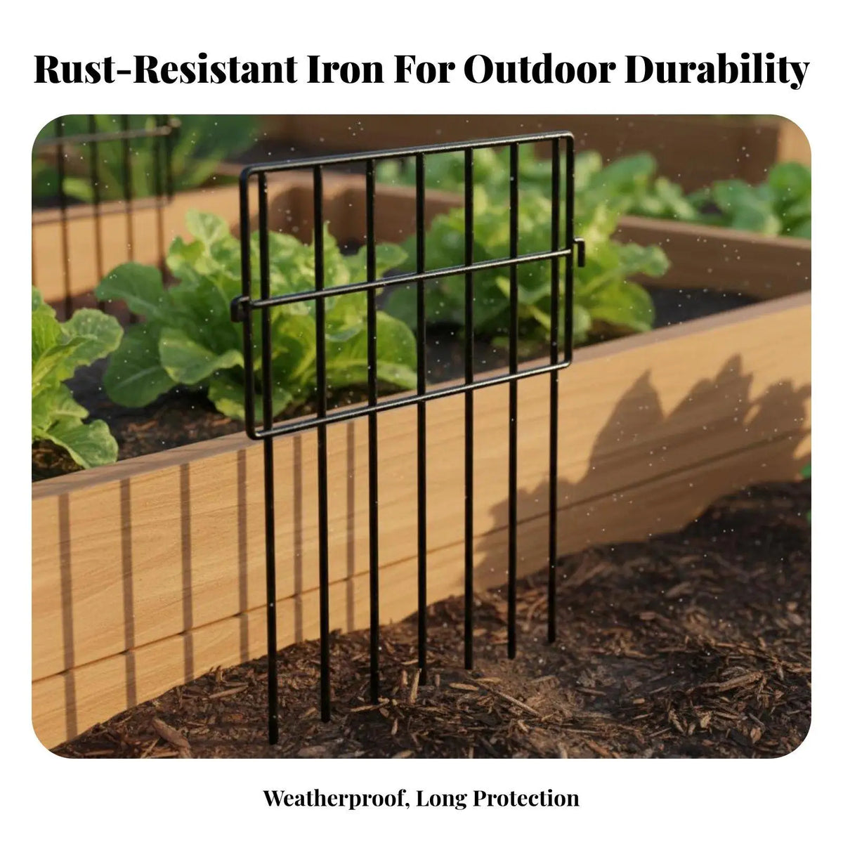 Rustproof Iron Fence Barrier Outdoor Garden Metal Fencing Panels Interlocking System No Dig Stakes for Yard Landscape Border Quake Gx01