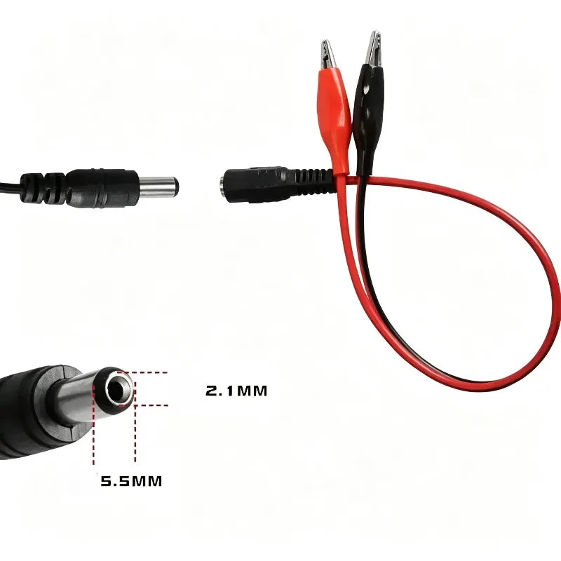 2 Alligator Crocodile Clip To DC 5.5*2.1mm Male Female Connector Test Lead 1/3PCS DC Power Adapter Jumper Wire 20AWG Quake