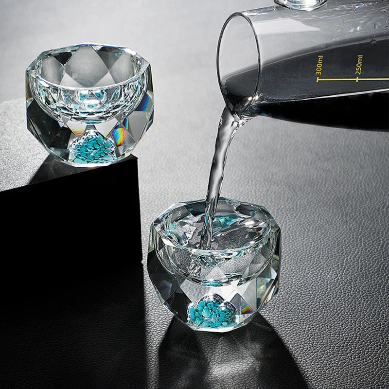 YWDL Diamond Cutting Crystal Liquor15/50ml Glasses Vodka Shot Glass Wine Glasses Whiskey Glass Spirits Sake Soju Brandy Tea Cup Quake