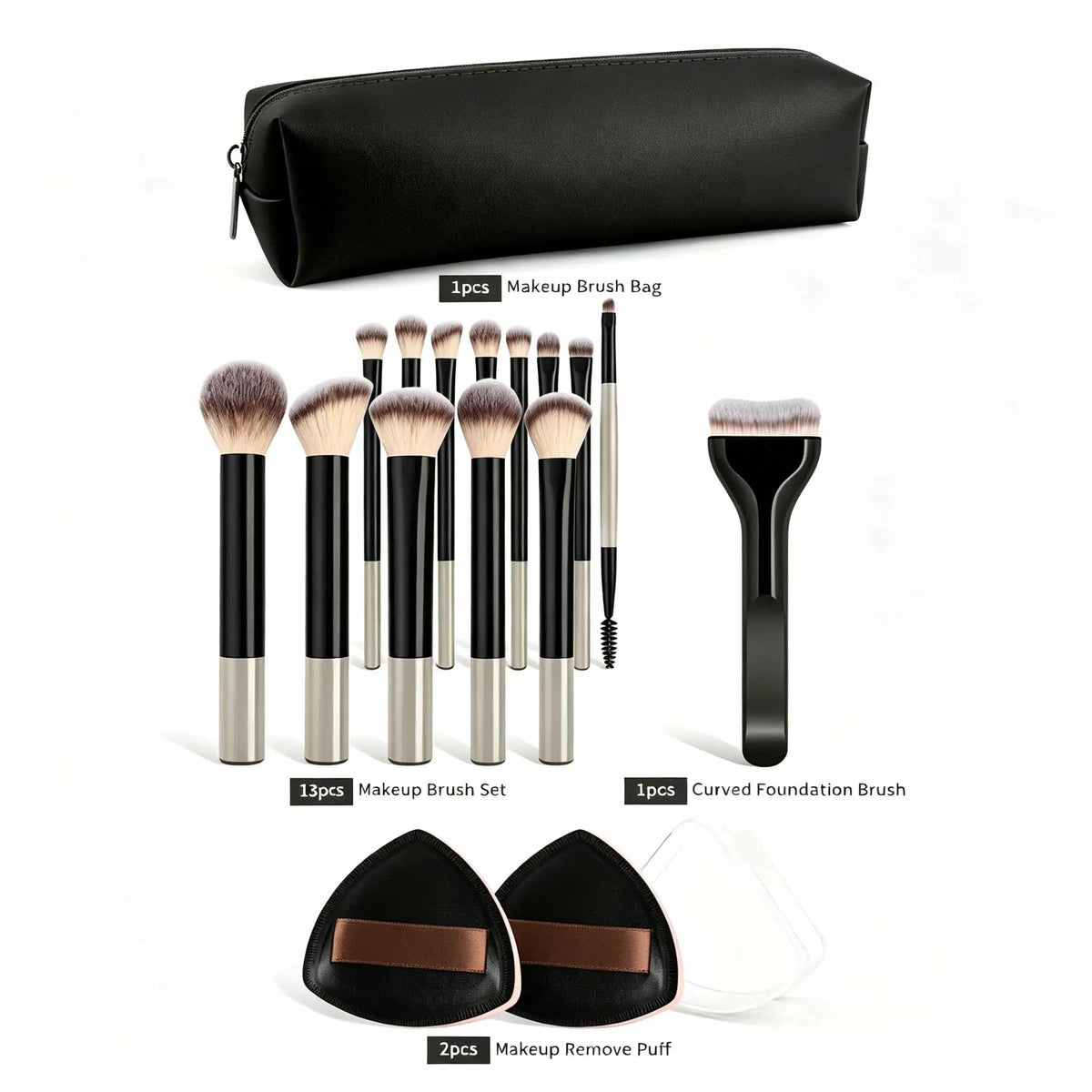 14Pcs Complete Makeup Brush Set Soft Synthetic Hair Foundation Blush Loose Powder Concealer Contour Blending Brushes Portable Tr Quake