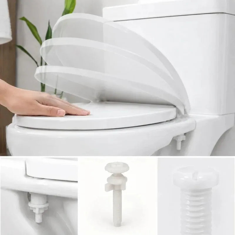 10/2PCS Toilet Cover Bolts for Fixing The Top Toilet Seat Replacement Toilet Seat Screws Kit Plastic Bolts with Nuts and Washers Quake