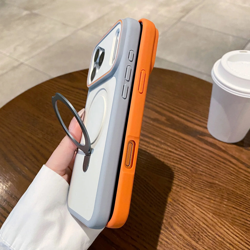 360-degree rotating magnetic suction phone case for iPhone14 15, 16, 17 ProMax / Pro compatible MagSafe wireless charging Case Quake