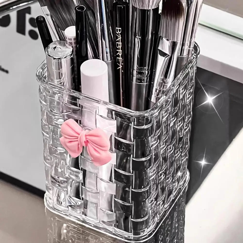 Clear Acrylic Makeup Brushes Storage Box Desk Cosmetic Organizer Lipstick Storage Nail Polish Display Stand Rack Jewelry Case Quake