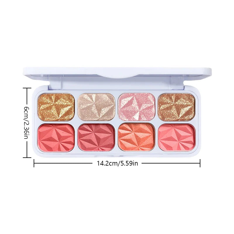 8Colors High-gloss Diamond Highlighter Blush Plate Lasting Contouring Contour Delicate Fine Powder Face Makeup Palette Cosmetics Quake 8 Colors Blush