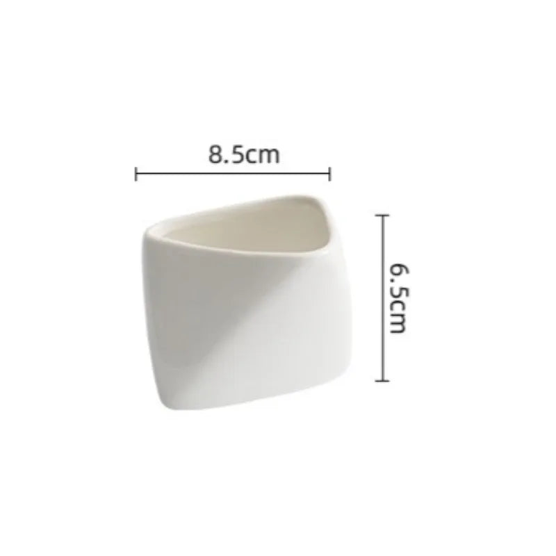 Angled Snack Cup for Fries and Appetizers Modern Tableware Ideal for Home and Restaurant Use White Ceramic Quake