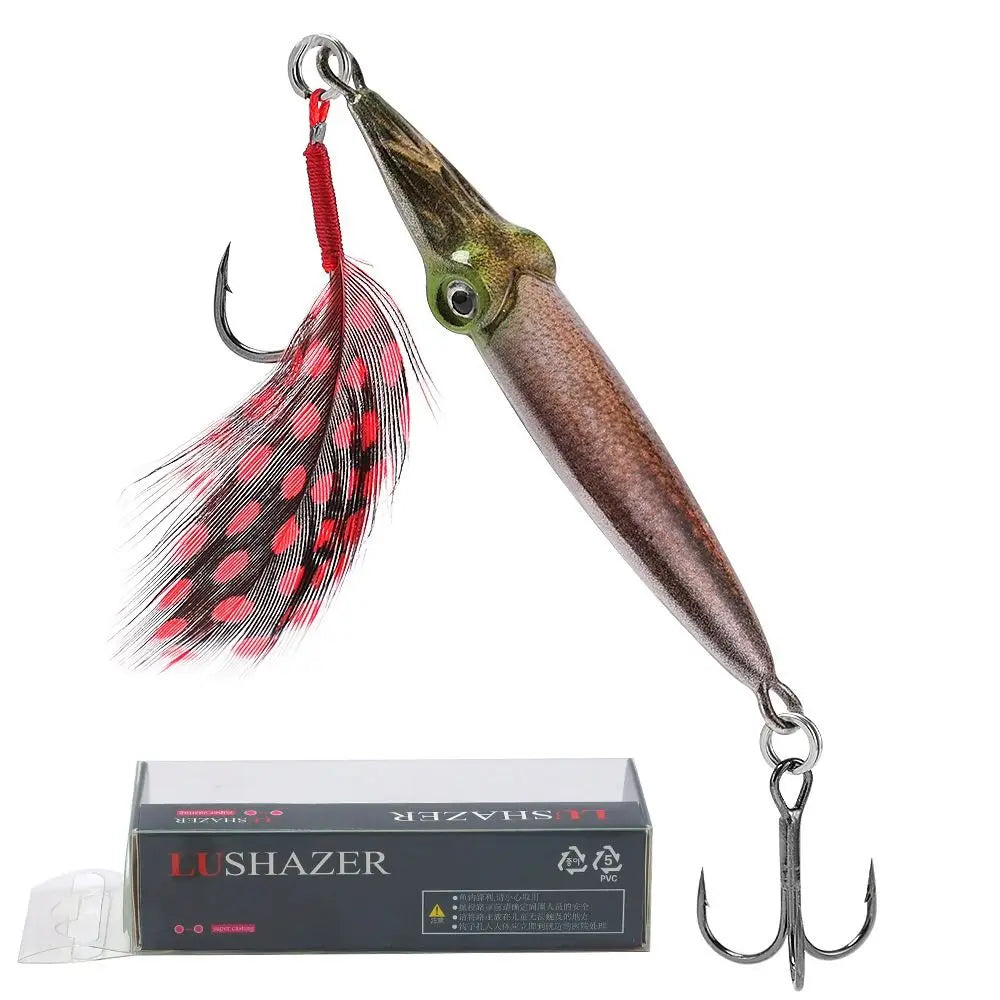 Universal Metal Fishing Lure 3D Eyes jigging Fishing Tackle Sinking Lifelike Hard squid Bait Outdoors Quake C