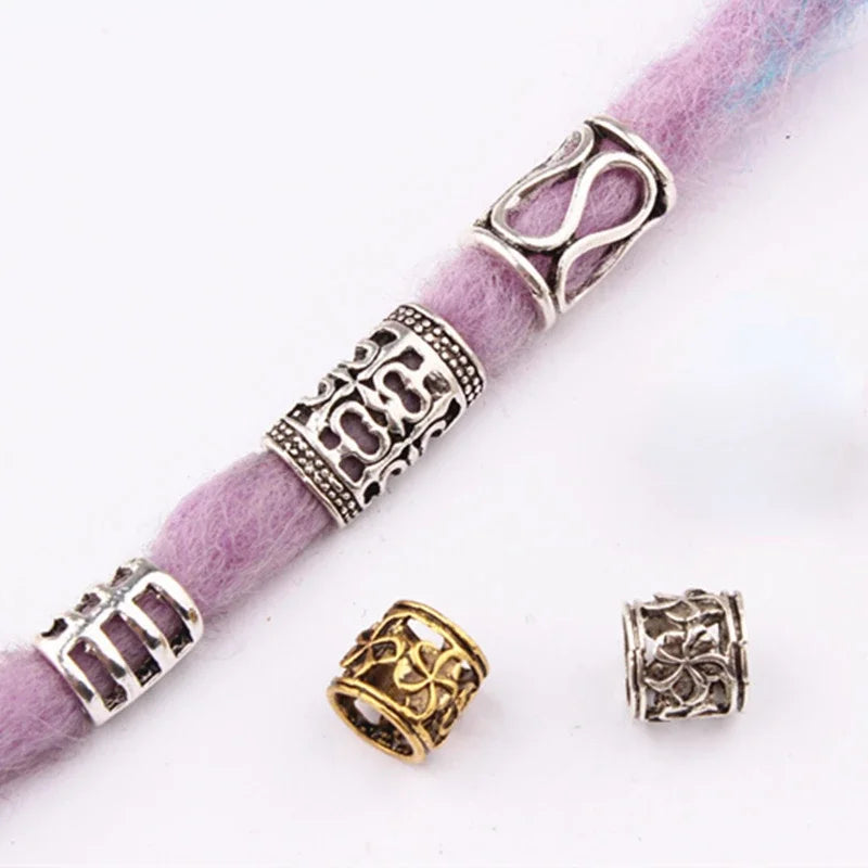 5/10Pcs Gold Charms Diy Hairs Braid Dread Dreadlock Beads Hair Ring Rope Elastic Hair Bands Ponytail Hairstyle Hair Accessories Quake