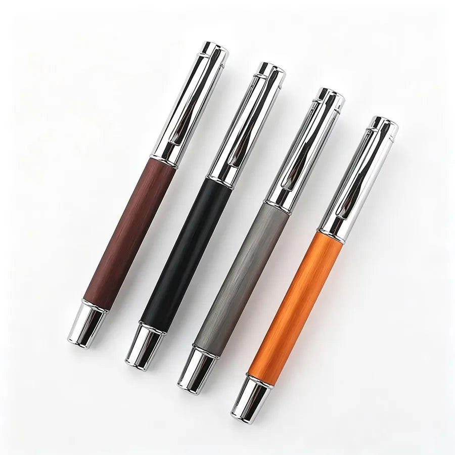 Metal Wood Grain Rollerball Pen Business Office Signature Pen 0.7mm Black Ink Gel Pen School Supplies Gift Quake