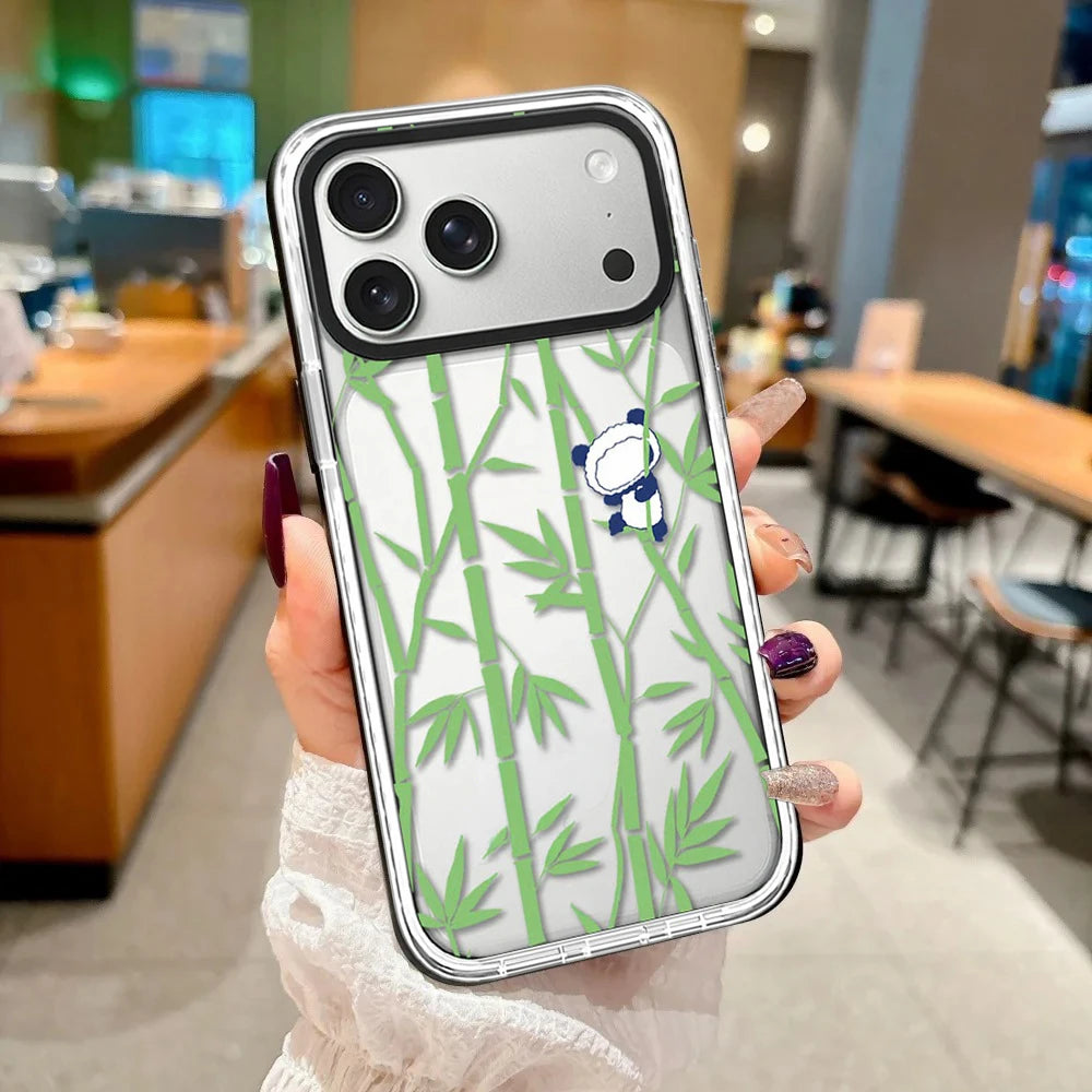 Bamboo Panda White Border Magnetic Phone Case Cover for IPhone 12 13 14 15 16 17 18 Pro Max Case Quake