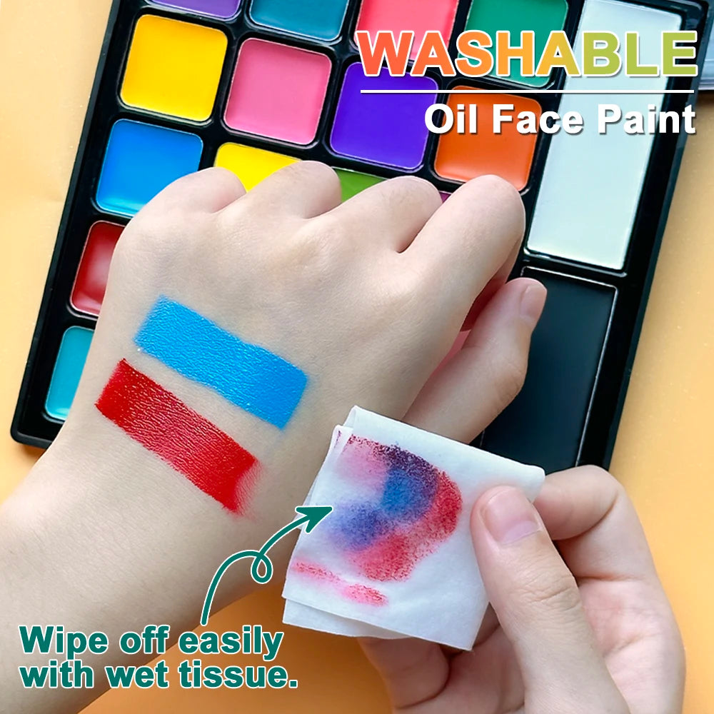 SFX Makeup Kit 22 Color Face Body Paint Oil Stage Special Effects Halloween Wound Scar Wax Makeup Fake Scab Blood Spatula Paint Quake