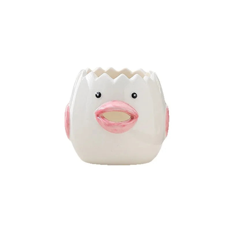 Cute Cartoon Chick Ceramic Egg Yolk Separator Household Baking Egg White Filter, Creative Kitchen Egg Separating Gadget Quake