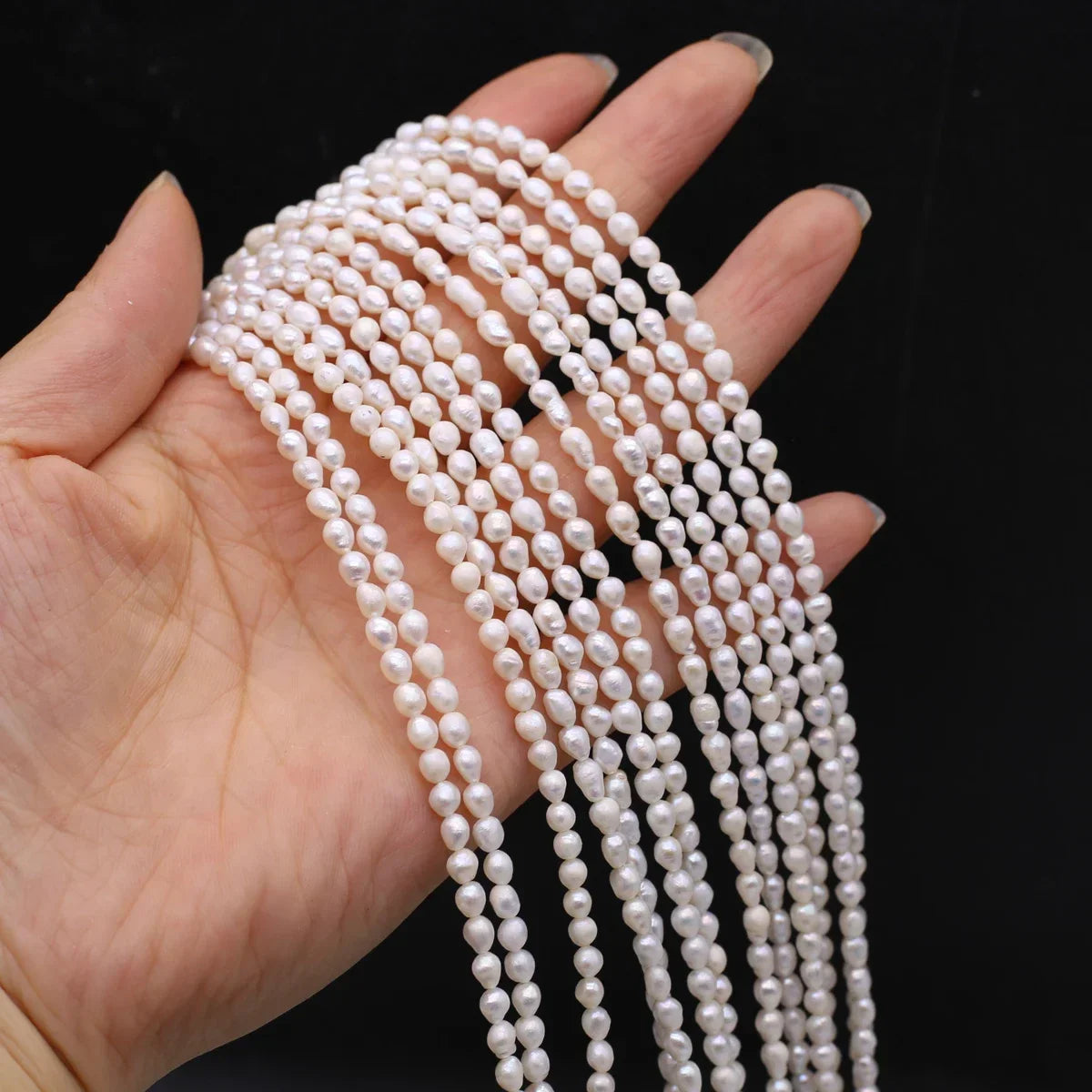 A Natural Freshwater Pearl Small Pearl Rice-Shaped Pearl 3-4mm For Jewelry Making DIY Necklace Braclet Earrings Accessory Quake