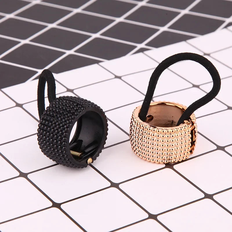 Women Vintage Ponytail Holder Buckle High Elastic Clip Hair Rope Fashion Simple Round Hair Ties Rings Headwear Hair Accessories Quake