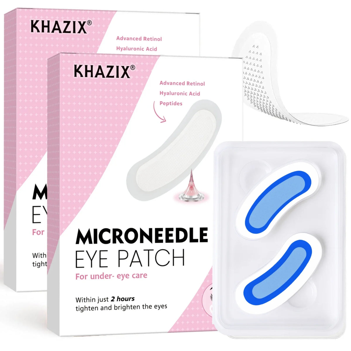 Retinol Microneedle Eye Patches with Hyaluronic Acid & Firming Peptides,for Forehead, Eye Area, Crow's Feet & Smile Lines,1Pair. Quake blue lanse