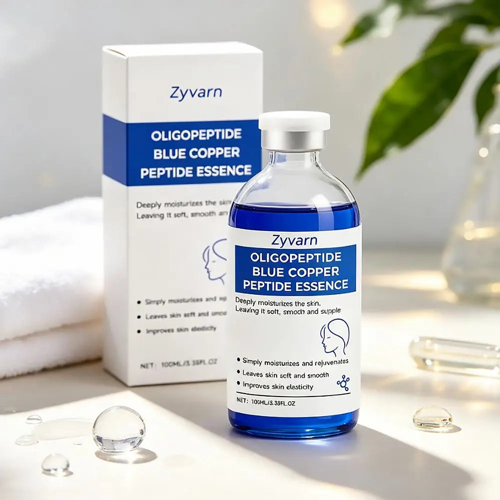 Zyvarn Blue Copper Peptide Facial Essence Deeply Moisturizing Serum for Smooth Skin,Skin Elasticity Care Leaving Skin Soft Quake