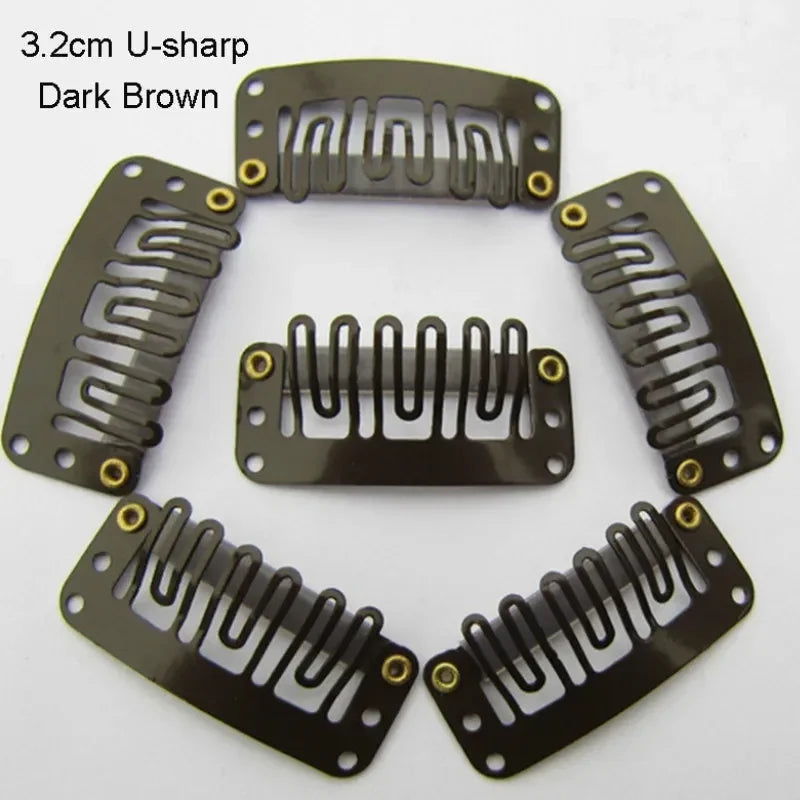 20 Pcs/set U Shape 3.2cm 2.8cm Wig Clips Snap for Women Hair Extensions/Weaving Medium Professional Salon Accessories Hair Clips Quake