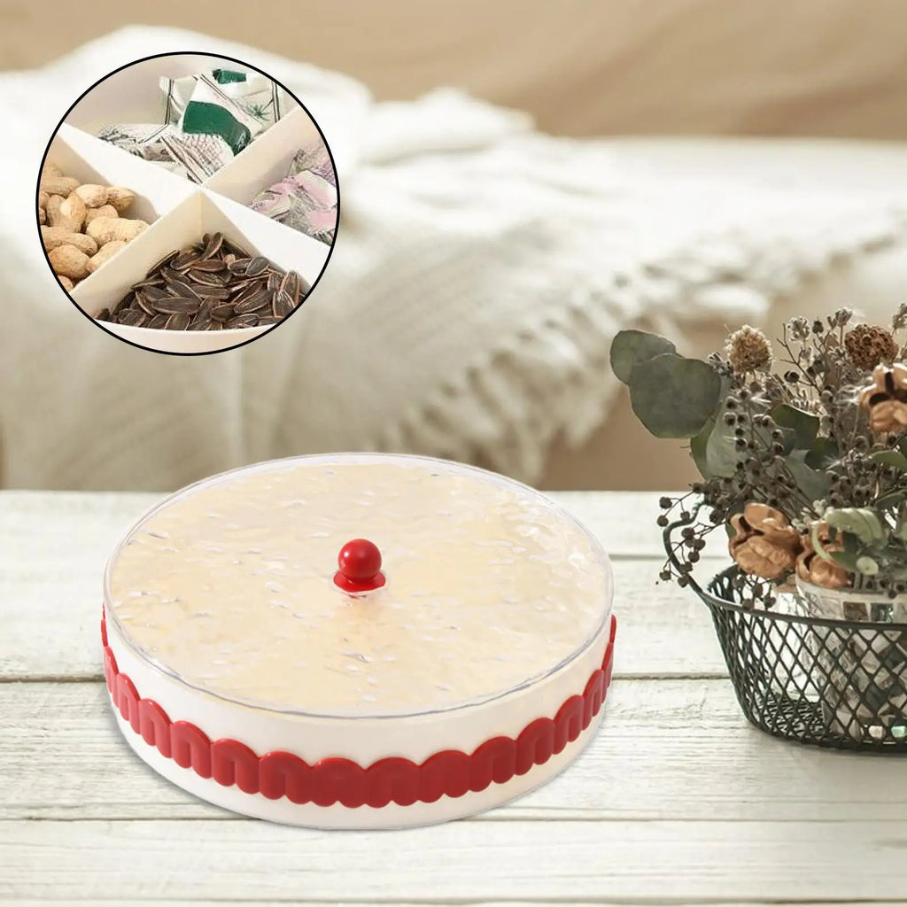 Dry Fruit Platter Tray 4 Grids Snack Storage Box Decor Serving Dish Tray Platter for Snacks Cakes Sweets Cookies Nuts Desserts Quake
