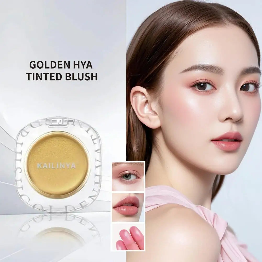 Golden Color Changing Blush, 3-in-1 Tinted Hydrating Blusher Cream For Cheeks Eyes And Lips Makeup,Lasting Moisturizing Rouge Quake