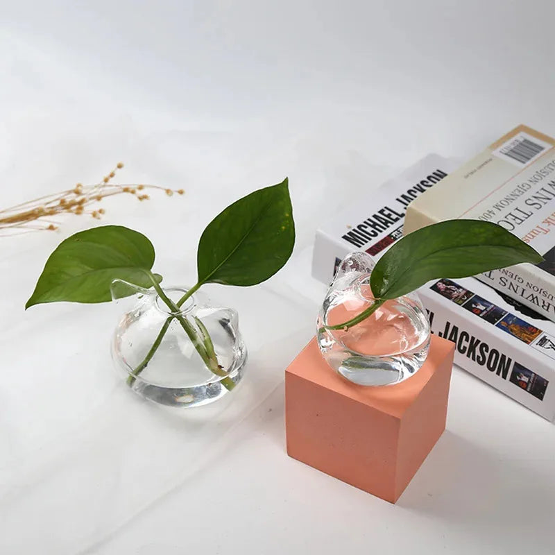 1pcs Cartoon Cat Hydroponic Glass Vase Delicate Modern Home Flowerpot for Tabletop Succulent Air Plant Planter Quake