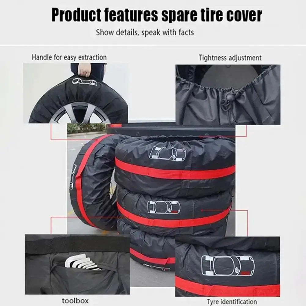 Storage Bag Universal Spare Tire Cover Tote Bag Adjustable Nylon Storage Sack with Handle All-weather Protective Case for Car Quake