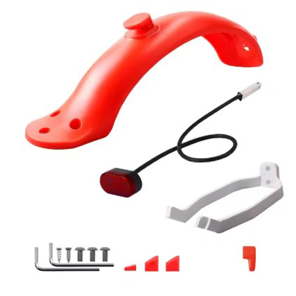Front Rear Fender for Xiaomi M365 Pro Electric Scooter Taillight Battery Powered Warning Light Lamp Tyre Splash Mudguard Parts Quake B-RED