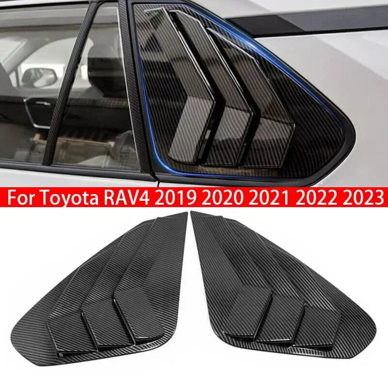 For Toyota RAV4 2019 2020 2021 2022 2023 Car Rear Louver Window Side Shutter Cover Trim Sticker Vent Scoop Carbon Fiber ABS Quake