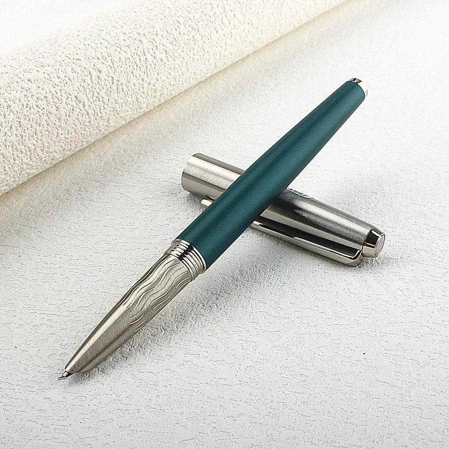 High Quality Classic Style All Steel Fountain Pen Bent 1.0mm Nib Ink Pens School Office Supplies Students Stationery Quake