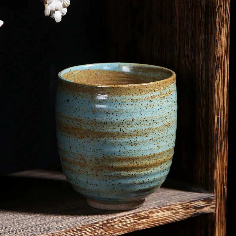 Japanese coarse pottery teacup single large pure handmade retro master cup ceramic coffee cup in ancient Quake C <200ml