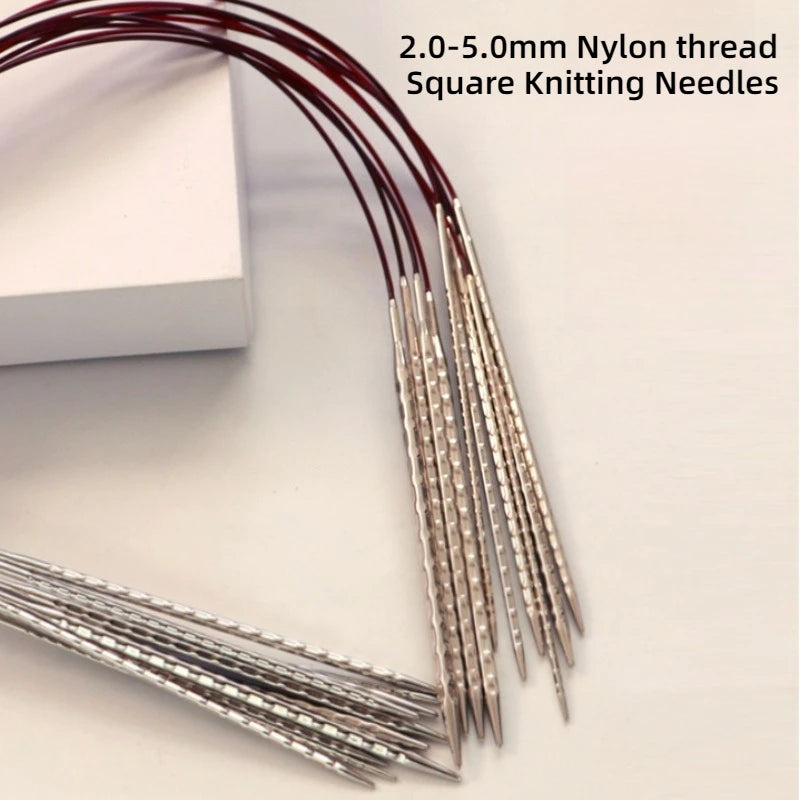 2mm to 5mm Square Knitting Needles Hollow Metal Weaving Pins Needlework Tools for Wool Cotton Yarn DIY Knit Accessories Quake 4.5MM 80CM
