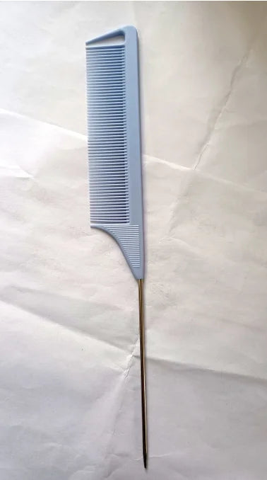 Steel Needle Professional Styling Plastic Heat Resistant Anti-Static Braiding Rat Tail Curved Parting Comb Barber Accessories Quake si blue