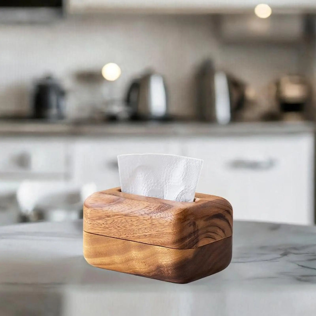 Wood Tissue Box Cover Napkin Holder Modern Minimalist Tissue Holder Organizer for Office Night Stand Bathroom Tabletop Bedroom Quake