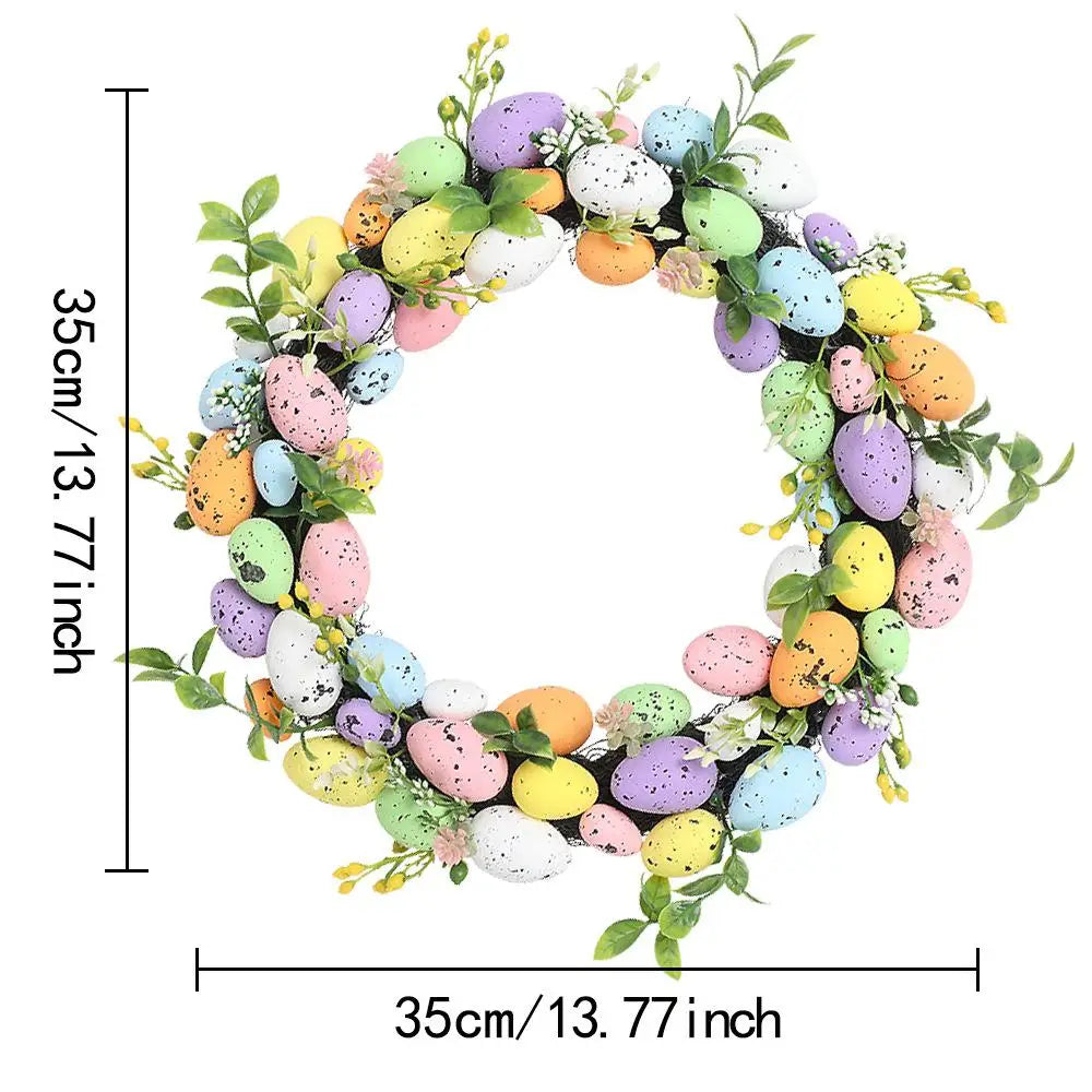 Spring Door Wreath Artificial Floral Easter Garland for Home Window Holiday Party Decor Indoor Outdoor Decorative Pendant Quake