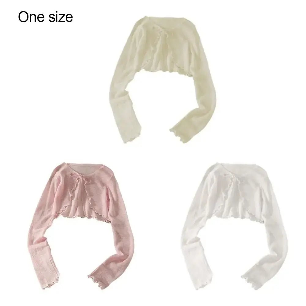 Thin Sunscreen Cardigan Ruffle Design Long Sleeve Sun Protected Polyester Sunscreen Clothing Short Coat Casual Women Quake