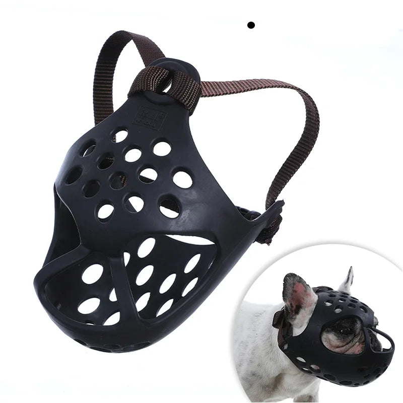 Short Snout Dog Muzzle,Soft Silicone Flat Faced Muzzle for French Bulldog Shih Tzu & Pug for Biting Chewing Licking and Grooming Quake black L