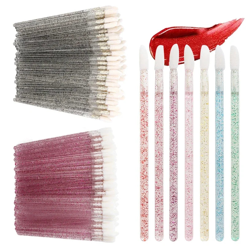 vvocci 50Pcs Disposable Lip Brushes + 50 Refills.Perfect for lip makeup.No shed,odorless,portable,cost-effective lip makeup tool Quake