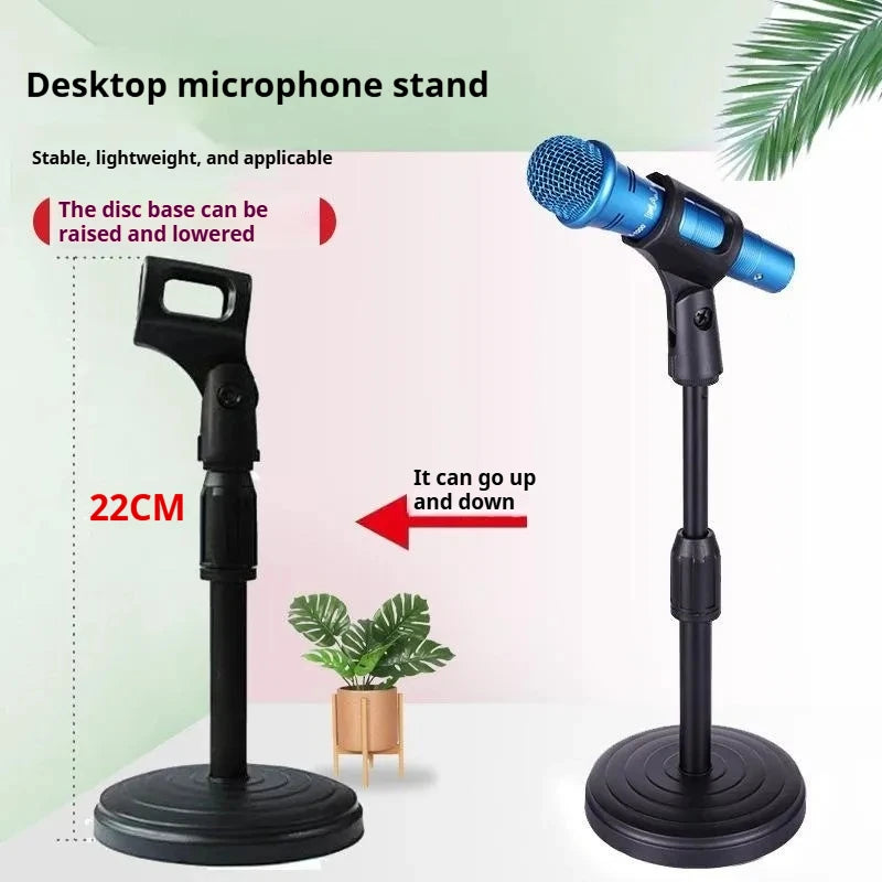 Microphone Stand Desktop Adjustable Lifting and Weighting Disc Base Shockproof for Network Live Broadcast Mic Stand Accessories Quake