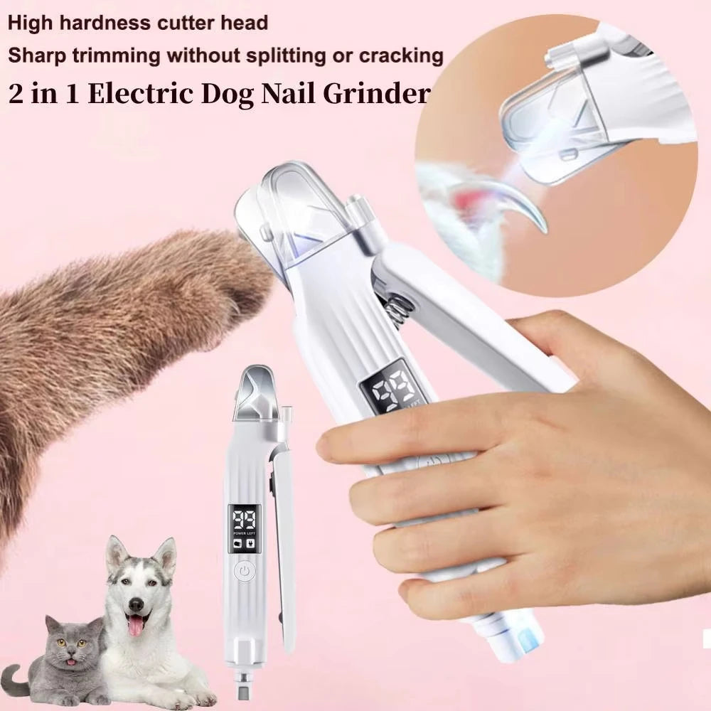2 in 1 Electric Pet Nail Trimmer with LED Lights Pet Nail Grinder Dog Nail Trimmer and Grinder for Small Medium Large Dogs/Cats Quake Default Title