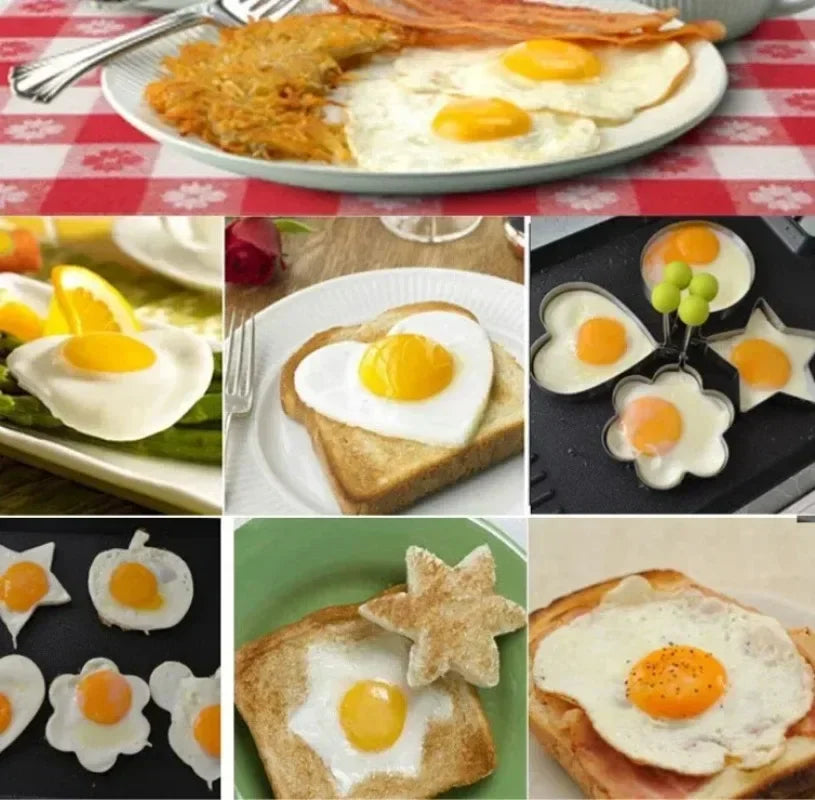 5 Styles Fried Egg Mold DIY Breakfast Pancake Shaper Stainless Steel Omelette Mould Frying Egg Cooking Tools Kitchen Accessories Quake