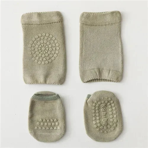 2Pcs Slip Toddler Anti Sock For Girls Boys Soft Newborn Baby Girl Boy Sport Socks and Knee Infant Set Summer Spring New Quake B284 green 13-24Months(M)