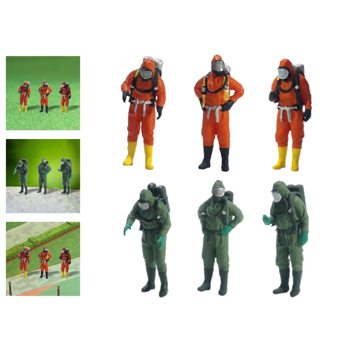 3x Miniature People Figure Miniature Fireman Man Role Play Figure Realistic Character Doll Diorama Architectural Building Quake