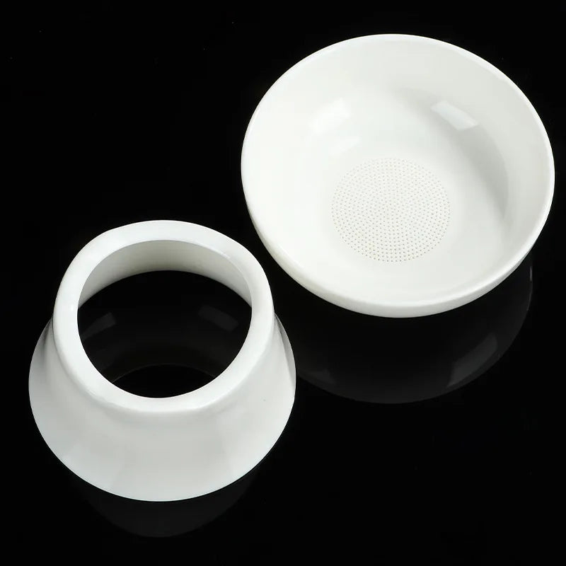 Mutton fat jade white porcelain tea drain ceramic filter kung fu tea set accessories for home tea filter Quake