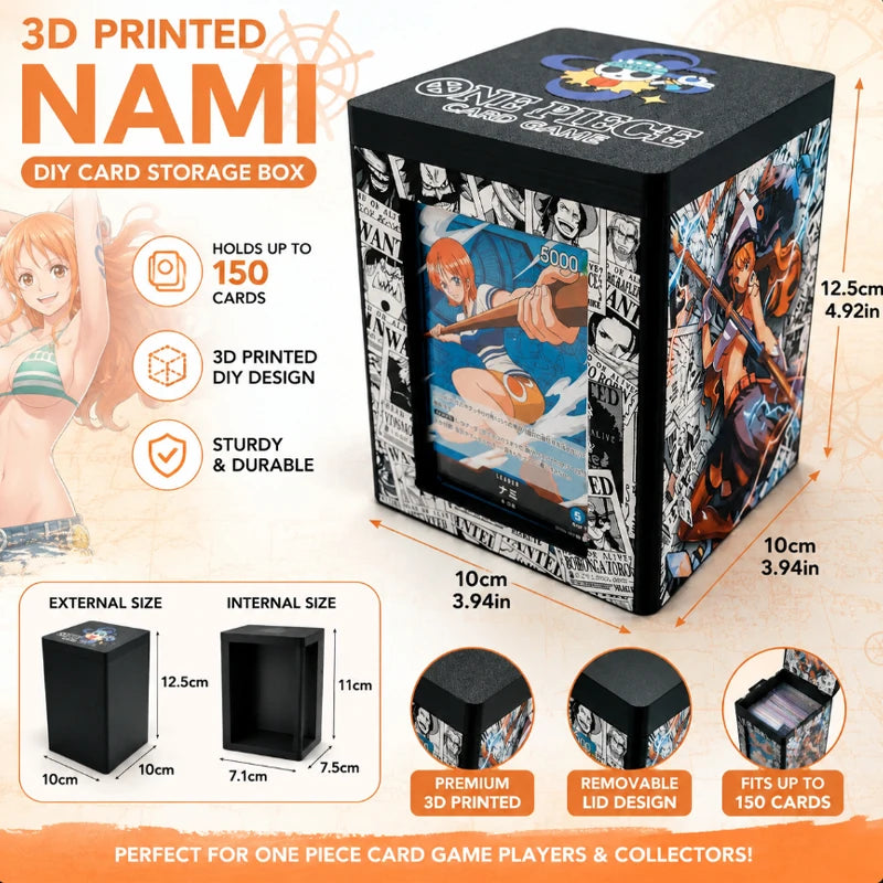 Hot New One Piece Nami 3D Printed Card Storage Box Large Capacity Deck Holder Desktop Decor Organizer Anime Gift for Fans Quake